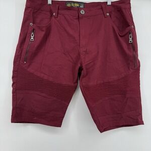 OLD Skool‎ Mens Red Cargo Shorts 40 Baggy Zipper Cotton 90s Y2K Hip Hop 12" Insm